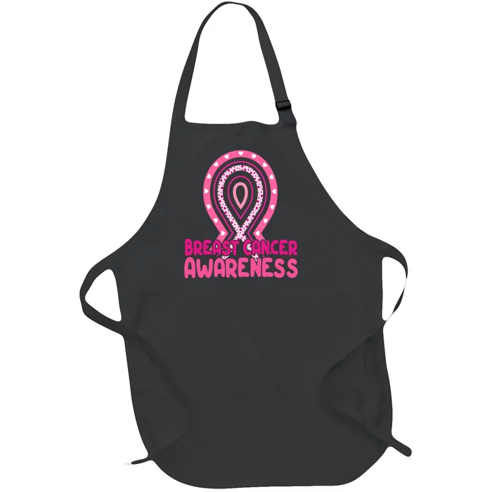 Breast Cancer Awareness Ribbon Heart Full-Length Apron With Pocket