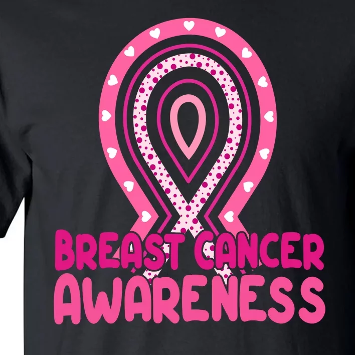 Breast Cancer Awareness Ribbon Heart Tall T-Shirt