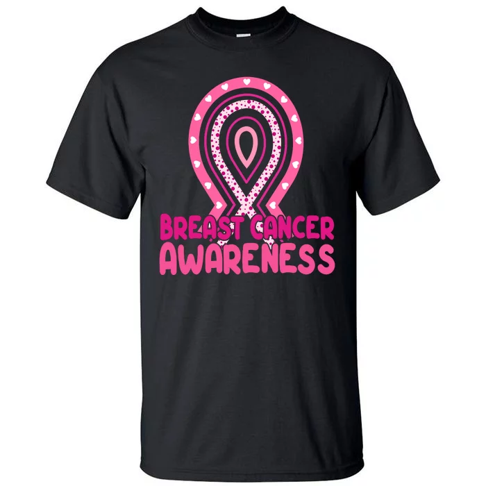 Breast Cancer Awareness Ribbon Heart Tall T-Shirt