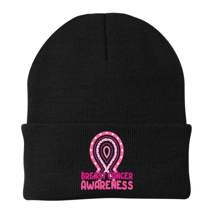 Breast Cancer Awareness Ribbon Heart Knit Cap Winter Beanie