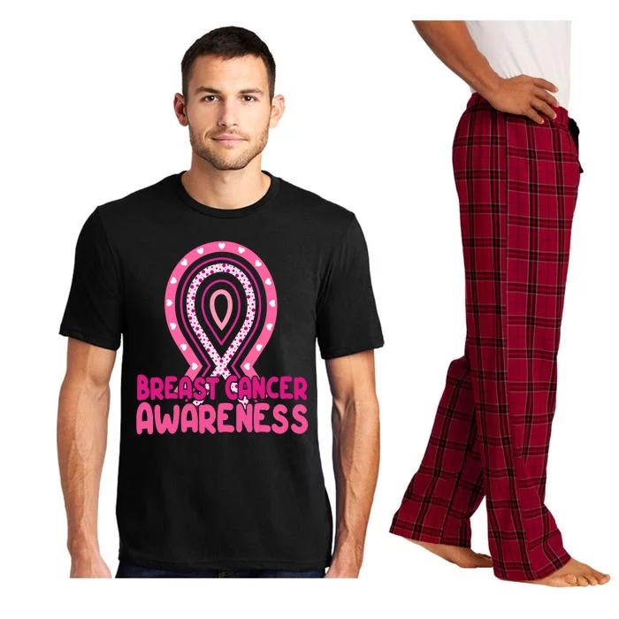 Breast Cancer Awareness Ribbon Heart Pajama Set