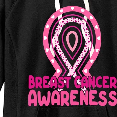 Breast Cancer Awareness Ribbon Heart Women's Fleece Hoodie