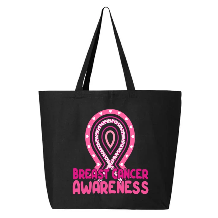 Breast Cancer Awareness Ribbon Heart 25L Jumbo Tote