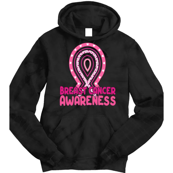 Breast Cancer Awareness Ribbon Heart Tie Dye Hoodie