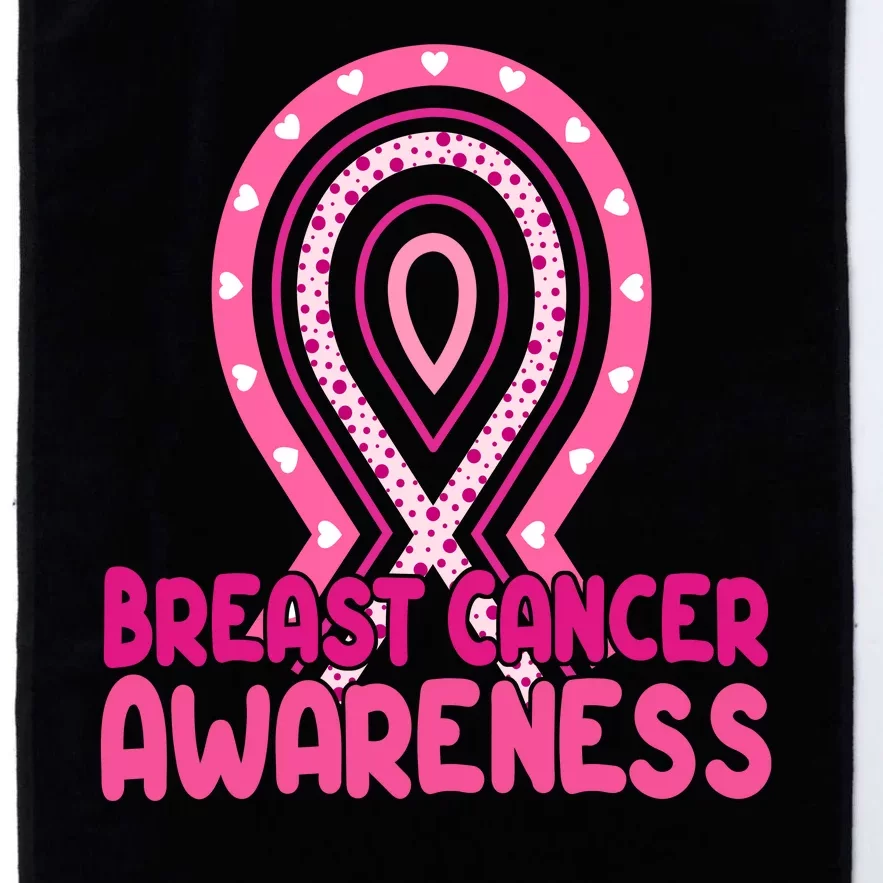 Breast Cancer Awareness Ribbon Heart Platinum Collection Golf Towel