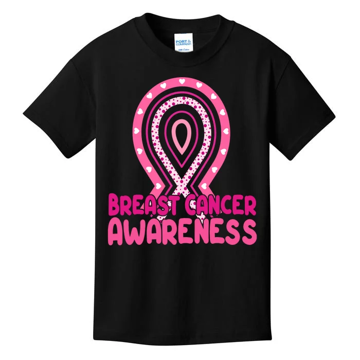 Breast Cancer Awareness Ribbon Heart Kids T-Shirt