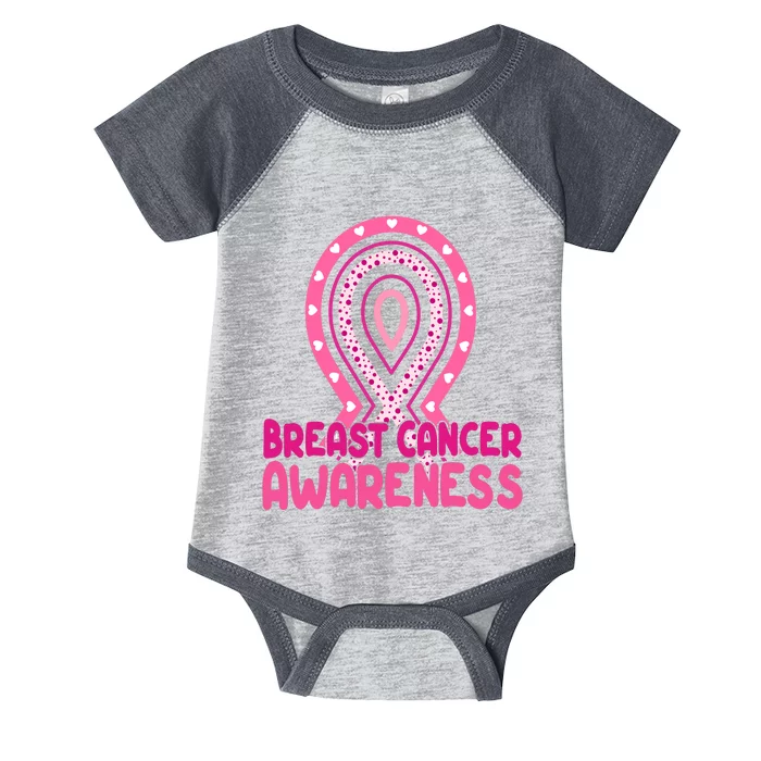 Breast Cancer Awareness Ribbon Heart Infant Baby Jersey Bodysuit