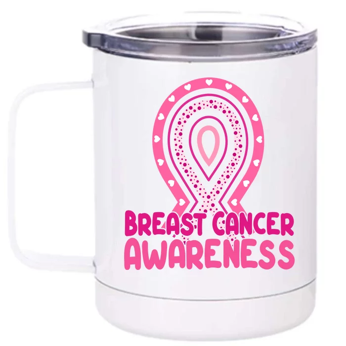 Breast Cancer Awareness Ribbon Heart Front & Back 12oz Stainless Steel Tumbler Cup