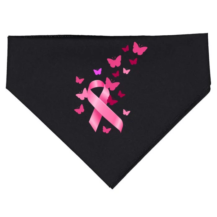 Breast Cancer Awareness Butterflies Logo USA-Made Doggie Bandana