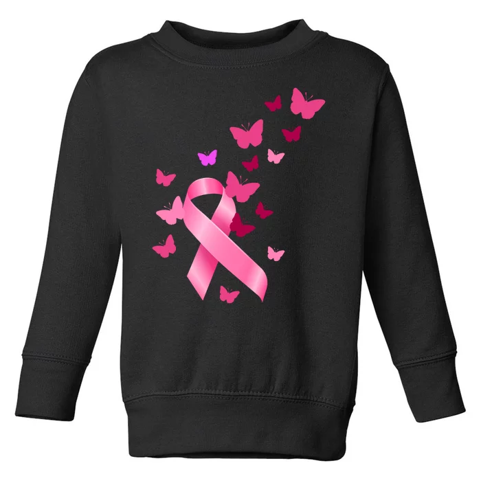 Breast Cancer Awareness Butterflies Logo Toddler Sweatshirt