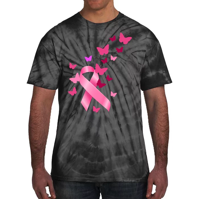 Breast Cancer Awareness Butterflies Logo Tie-Dye T-Shirt