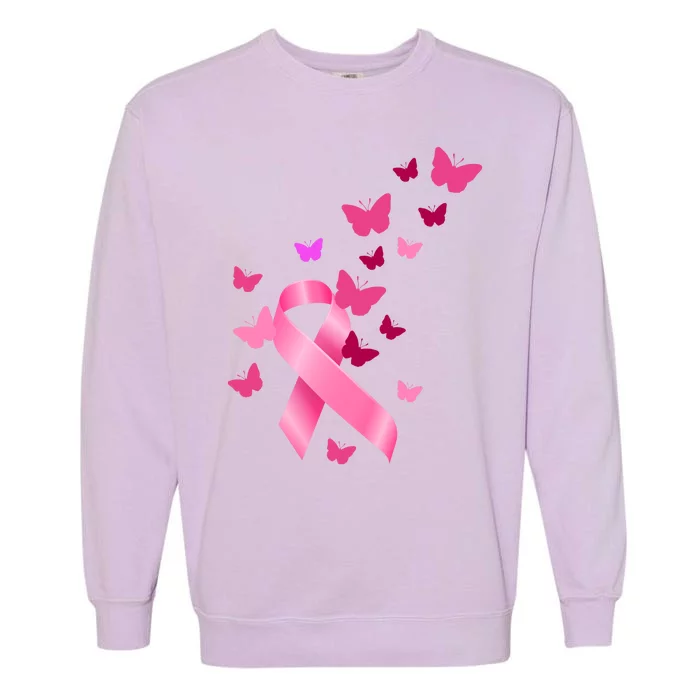 Breast Cancer Awareness Butterflies Logo Garment-Dyed Sweatshirt