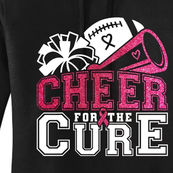 Breast Cancer Awareness Football Cheer For The Cure Women's Pullover Hoodie