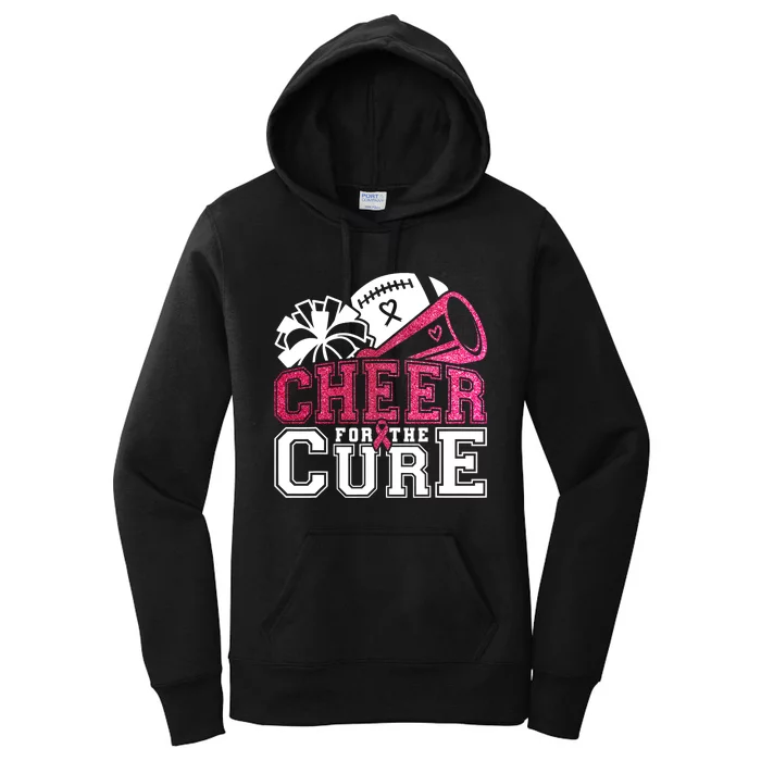 Breast Cancer Awareness Football Cheer For The Cure Women's Pullover Hoodie