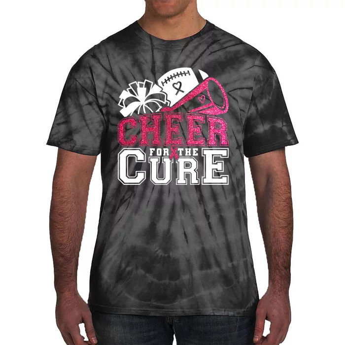 Breast Cancer Awareness Football Cheer For The Cure Tie-Dye T-Shirt