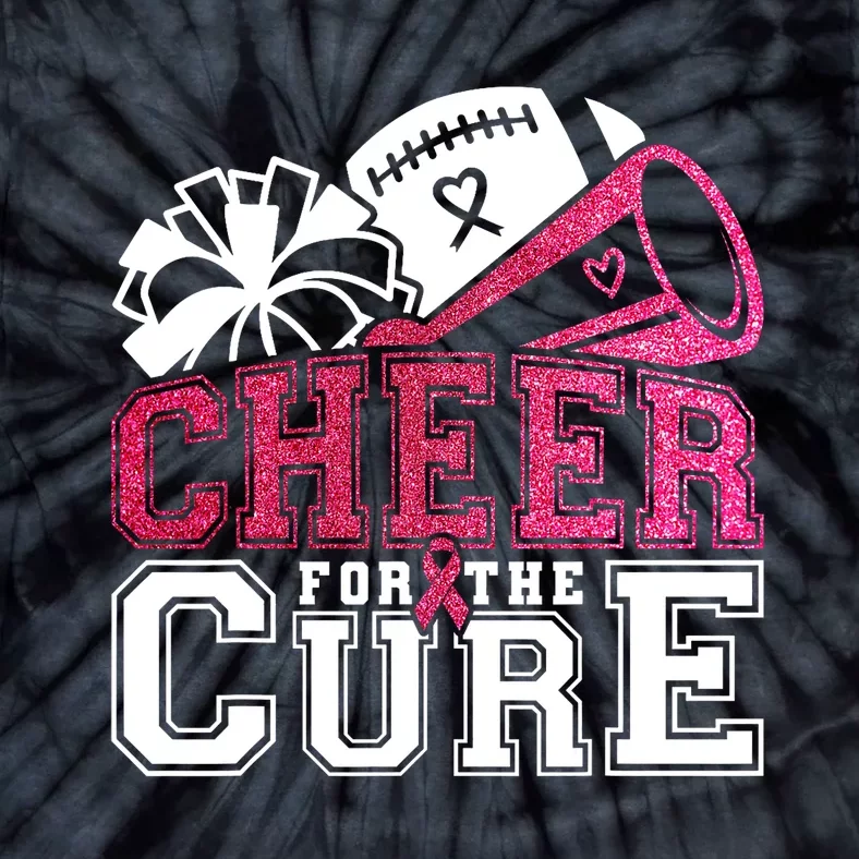 Breast Cancer Awareness Football Cheer For The Cure Tie-Dye T-Shirt