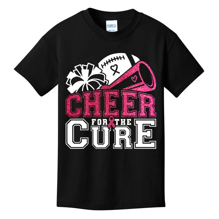 Breast Cancer Awareness Football Cheer For The Cure Kids T-Shirt