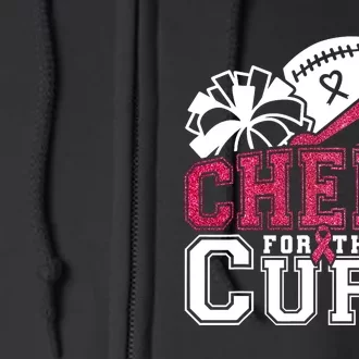 Breast Cancer Awareness Football Cheer For The Cure Full Zip Hoodie