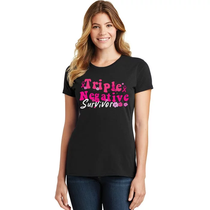 Breast Cancer Awareness Triple Negative Survivor Flowers Women's T-Shirt