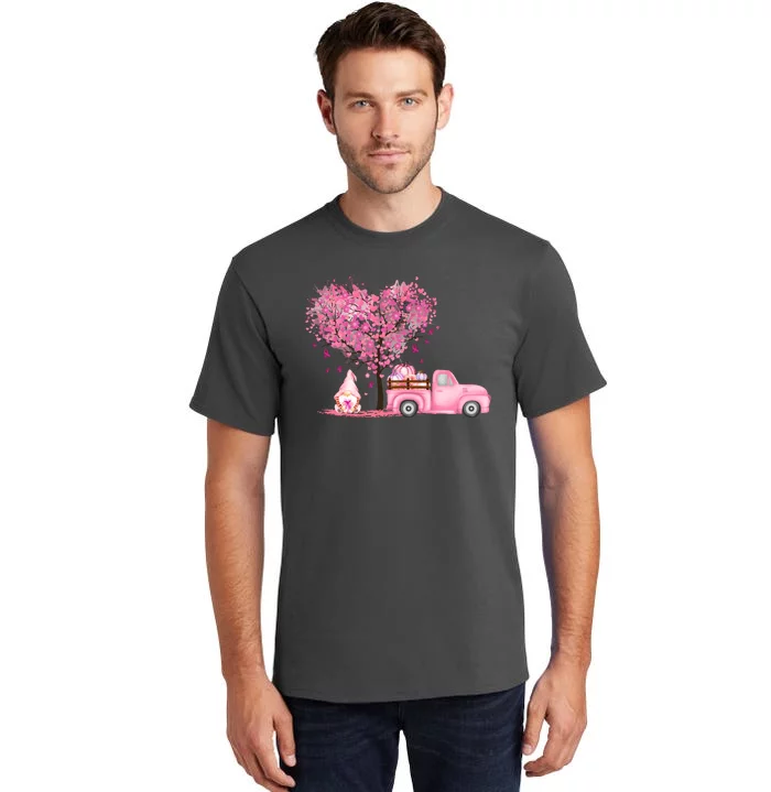 Breast Cancer Awareness Gnome Vintage Fall Truck Tall T-Shirt