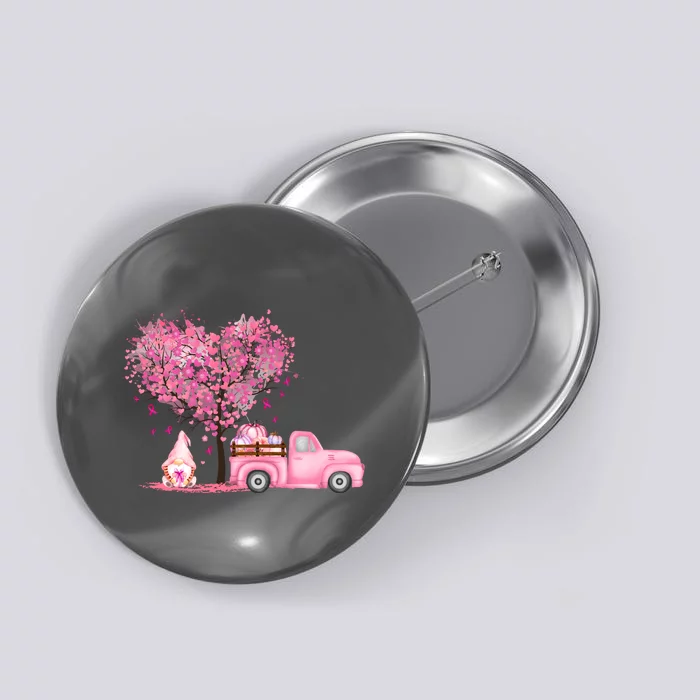 Breast Cancer Awareness Gnome Vintage Fall Truck Button