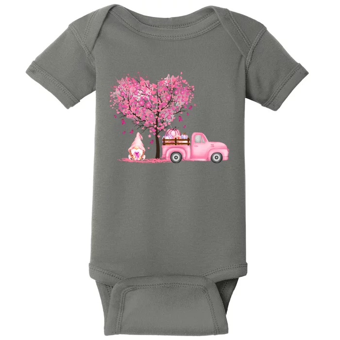 Breast Cancer Awareness Gnome Vintage Fall Truck Baby Bodysuit