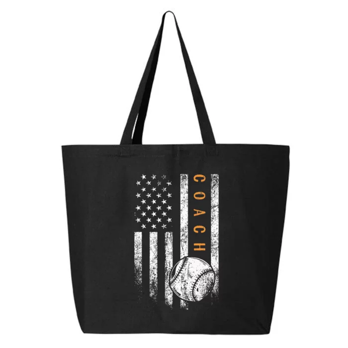 Baseball Coach American Flag Baseball Trainer Coaching 25L Jumbo Tote