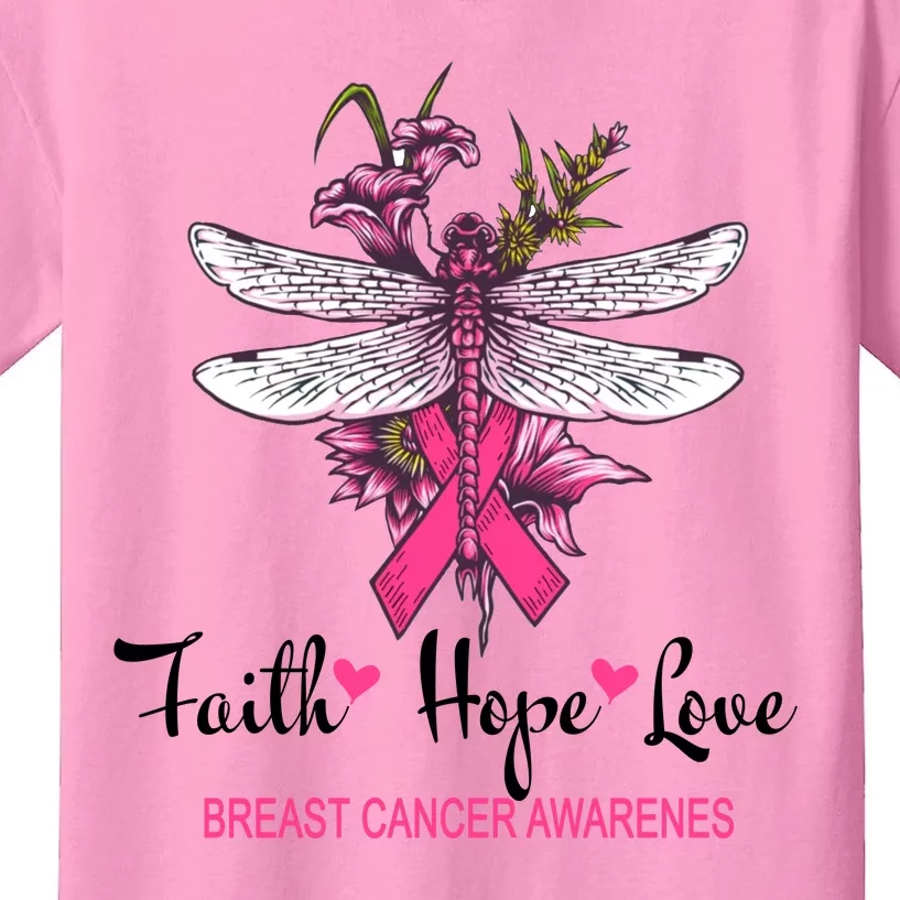 Breast Cancer Awareness Dragonfly Kids T-Shirt