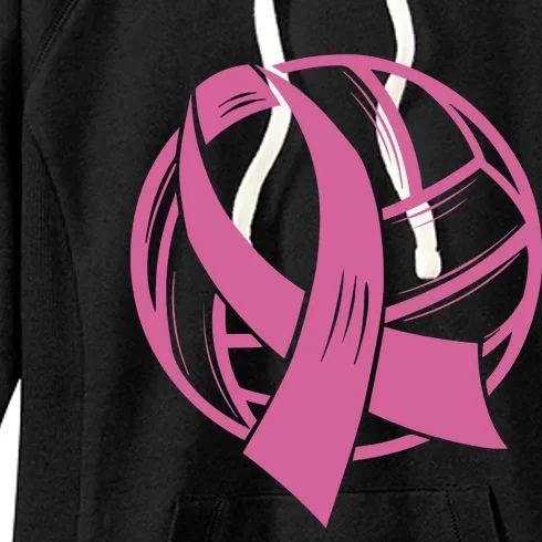 Breast Cancer Awareness Volleyball Team Supporter Women's Fleece Hoodie