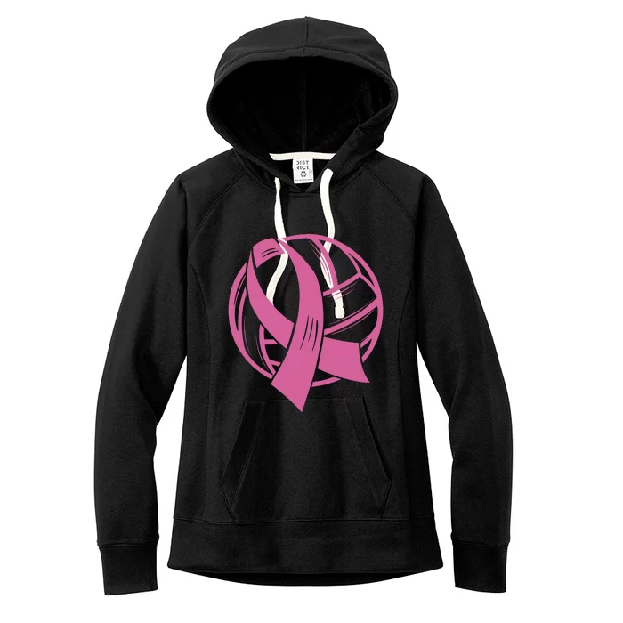 Breast Cancer Awareness Volleyball Team Supporter Women's Fleece Hoodie