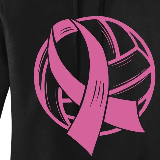 Breast Cancer Awareness Volleyball Team Supporter Women's Pullover Hoodie