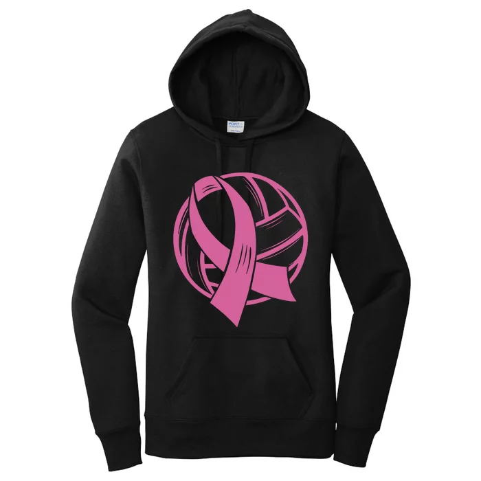 Breast Cancer Awareness Volleyball Team Supporter Women's Pullover Hoodie