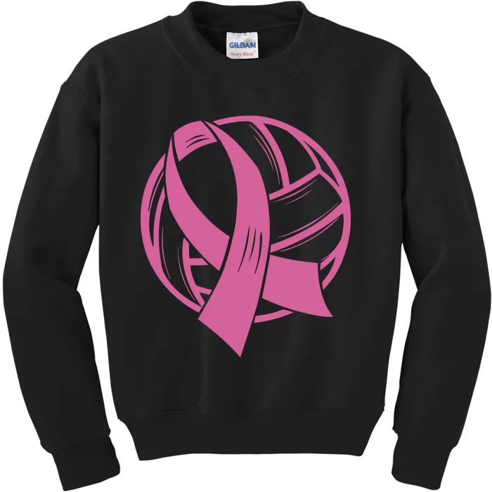 Breast Cancer Awareness Volleyball Team Supporter Kids Sweatshirt