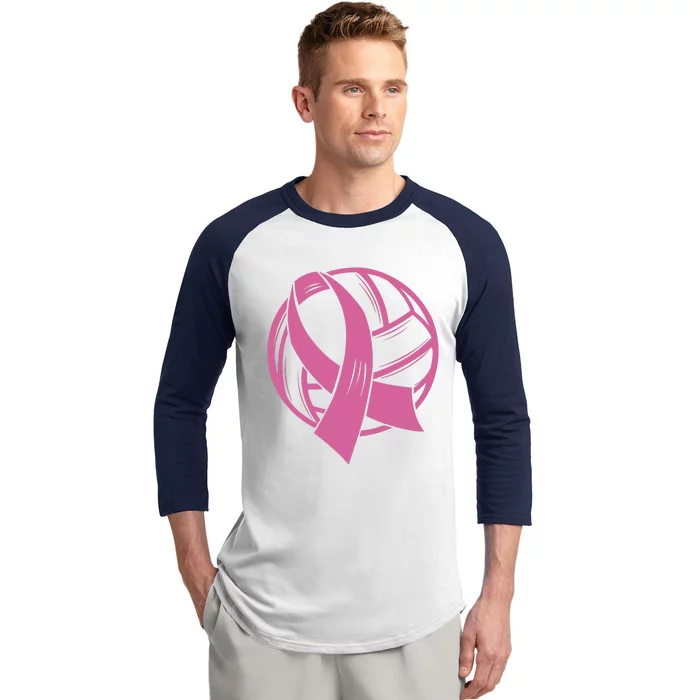 Breast Cancer Awareness Volleyball Team Supporter Baseball Sleeve Shirt