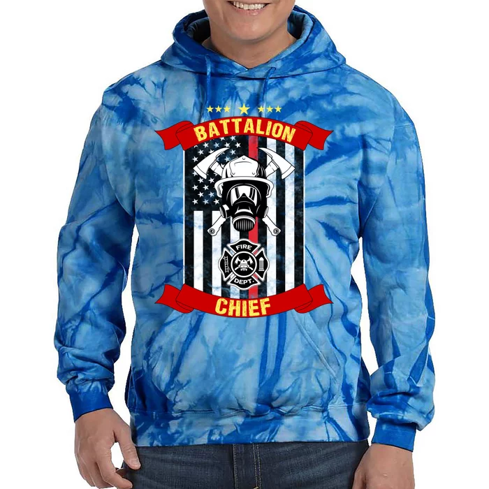 Battalion Chief American Firefighter Fire Hero Design Meaningful Gift Tie Dye Hoodie