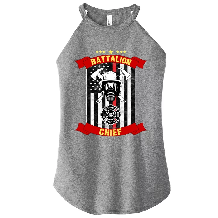 Battalion Chief American Firefighter Fire Hero Design Meaningful Gift Women’s Perfect Tri Rocker Tank