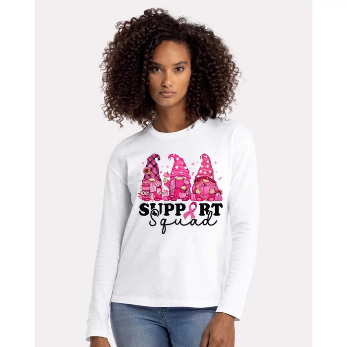 Breast Cancer Awareness For Gnomes Support Squad Womens Cotton Relaxed Long Sleeve T-Shirt