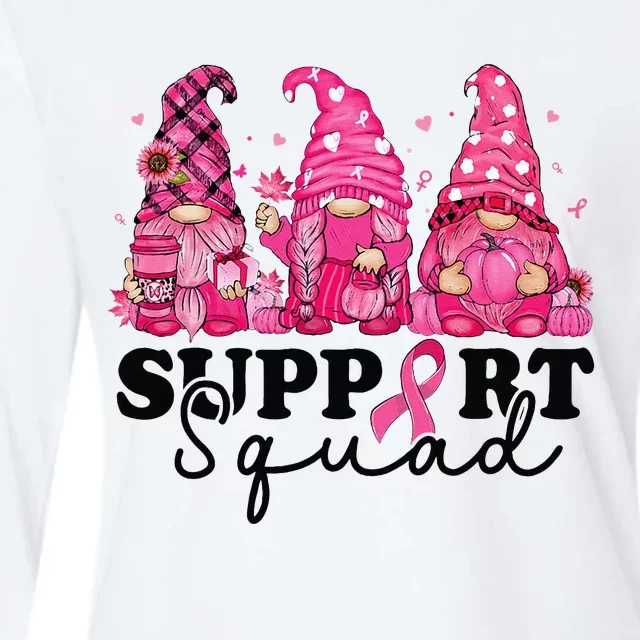 Breast Cancer Awareness For Gnomes Support Squad Womens Cotton Relaxed Long Sleeve T-Shirt