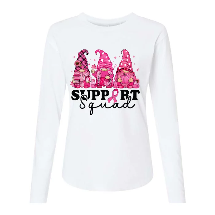 Breast Cancer Awareness For Gnomes Support Squad Womens Cotton Relaxed Long Sleeve T-Shirt