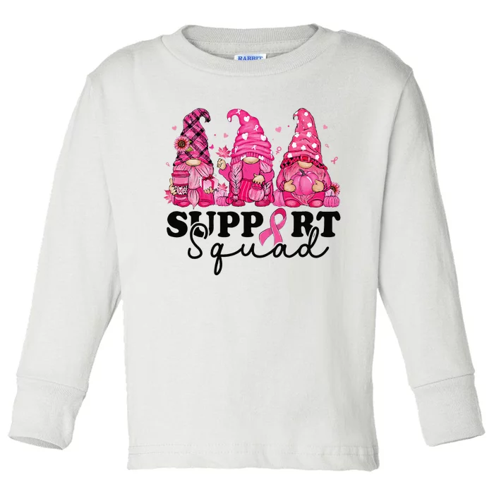 Breast Cancer Awareness For Gnomes Support Squad Toddler Long Sleeve Shirt