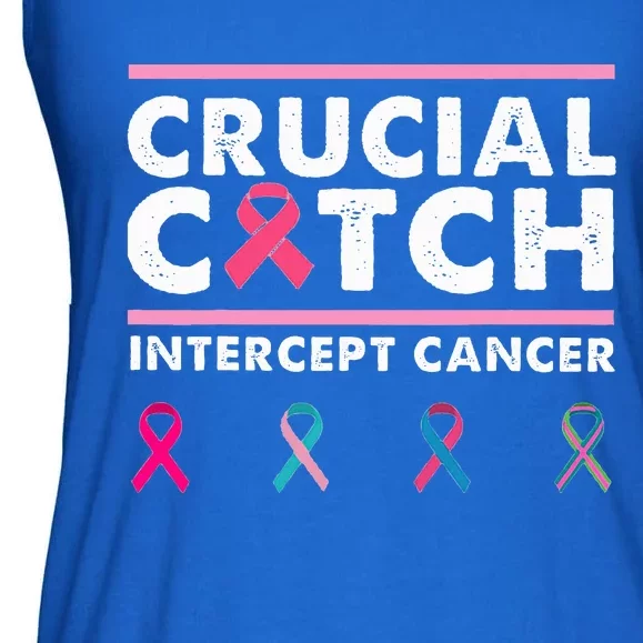 Breast Cancer Awareness Crucial A Catch Intercept Cancer Ladies Essential Flowy Tank