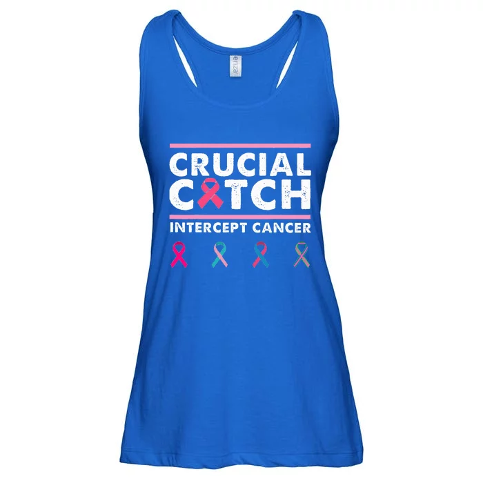 Breast Cancer Awareness Crucial A Catch Intercept Cancer Ladies Essential Flowy Tank