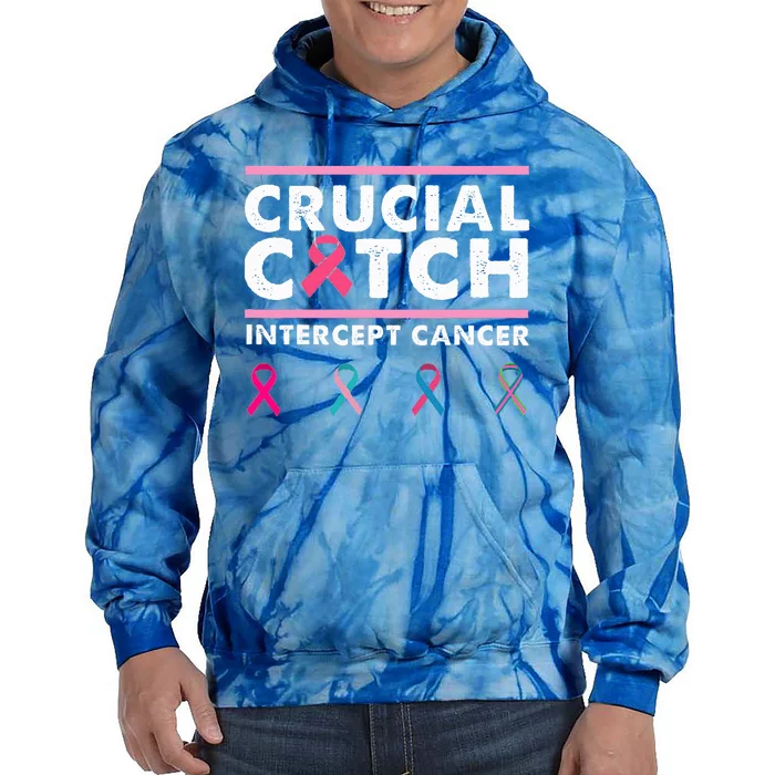 Breast Cancer Awareness Crucial A Catch Intercept Cancer Tie Dye Hoodie