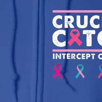 Breast Cancer Awareness Crucial A Catch Intercept Cancer Full Zip Hoodie