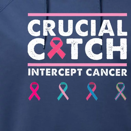 Breast Cancer Awareness Crucial A Catch Intercept Cancer Performance Fleece Hoodie