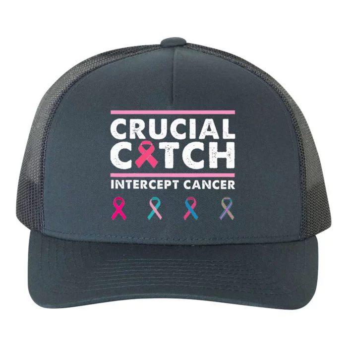 Breast Cancer Awareness Crucial A Catch Intercept Cancer Yupoong Adult 5-Panel Trucker Hat