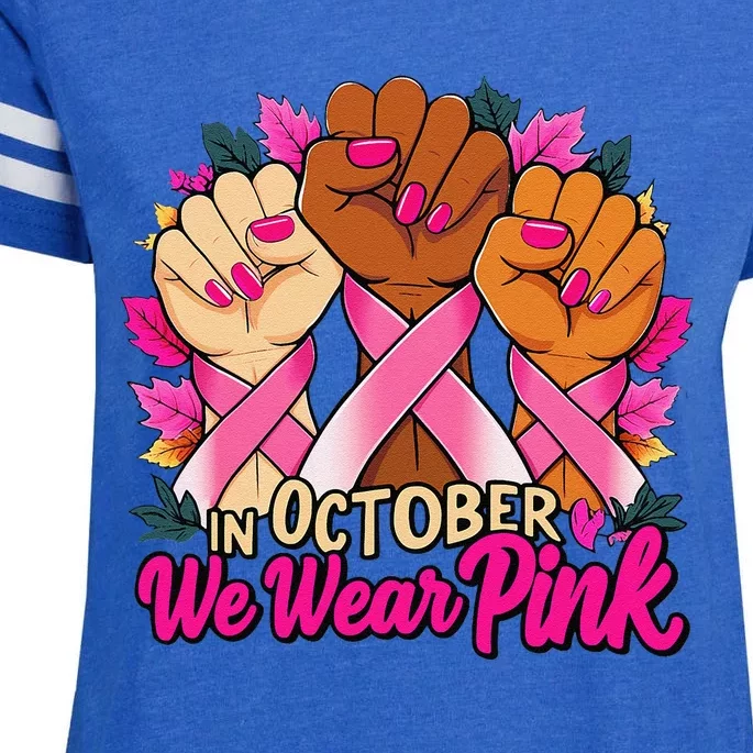 Breast Cancer Awareness 2024 In October We Wear Pin.K Enza Ladies Jersey Football T-Shirt