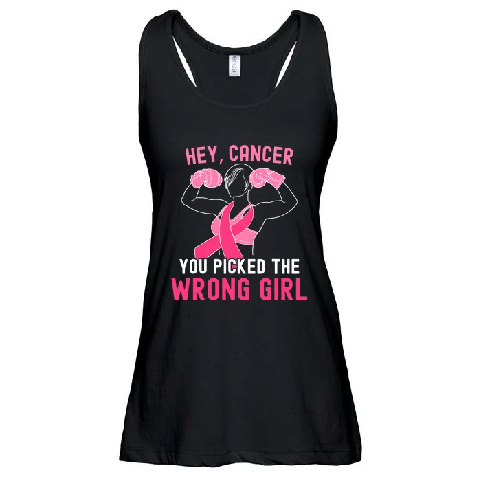 Breast Cancer Awareness Hey Cancer You Picked The Wrong Girl Ladies Essential Flowy Tank