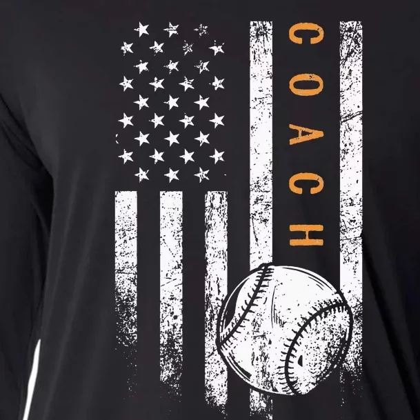 Baseball Coach American Flag Baseball Trainer Coaching Cooling Performance Long Sleeve Crew