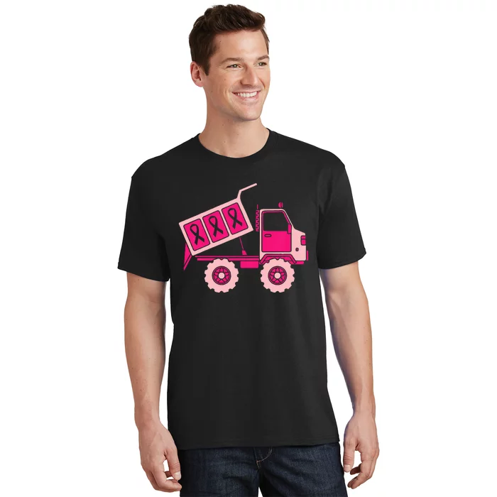 Breast Cancer Awareness with a Pink Ribbon Dump Truck T-Shirt